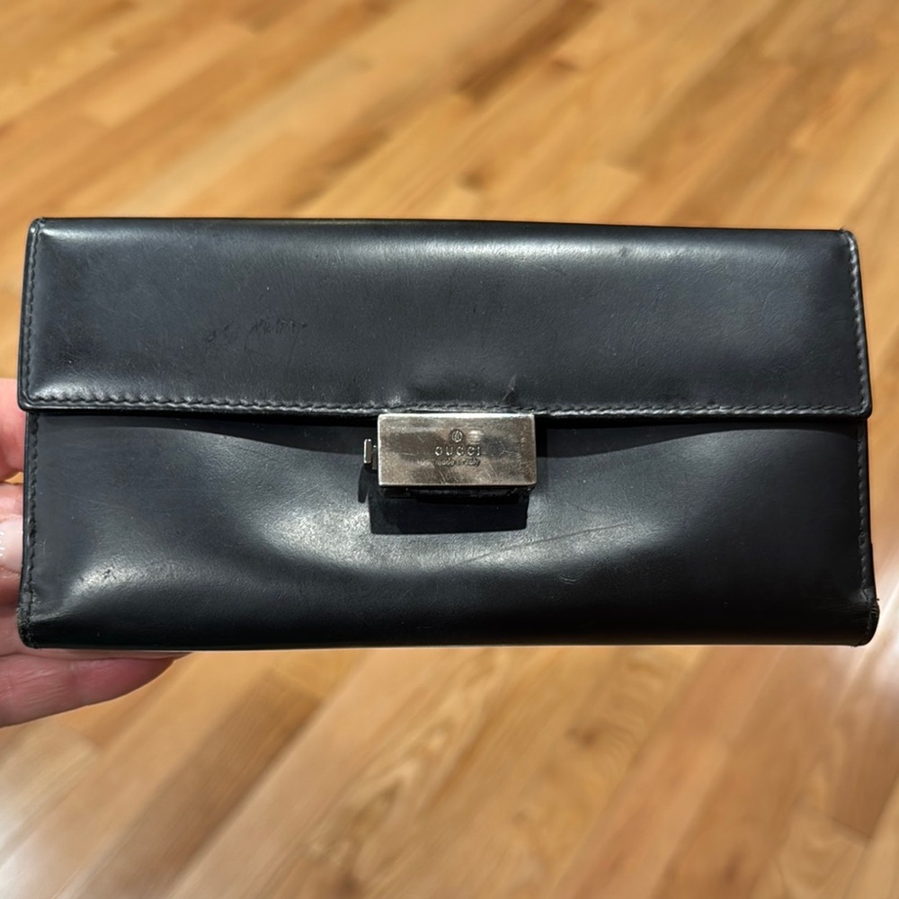 Vintage Gucci Black Leather Men's Wallet